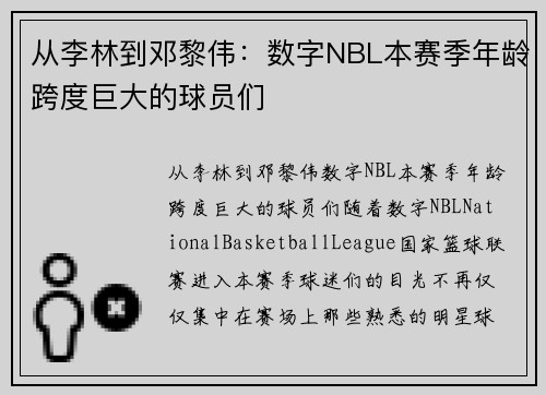 从李林到邓黎伟：数字NBL本赛季年龄跨度巨大的球员们